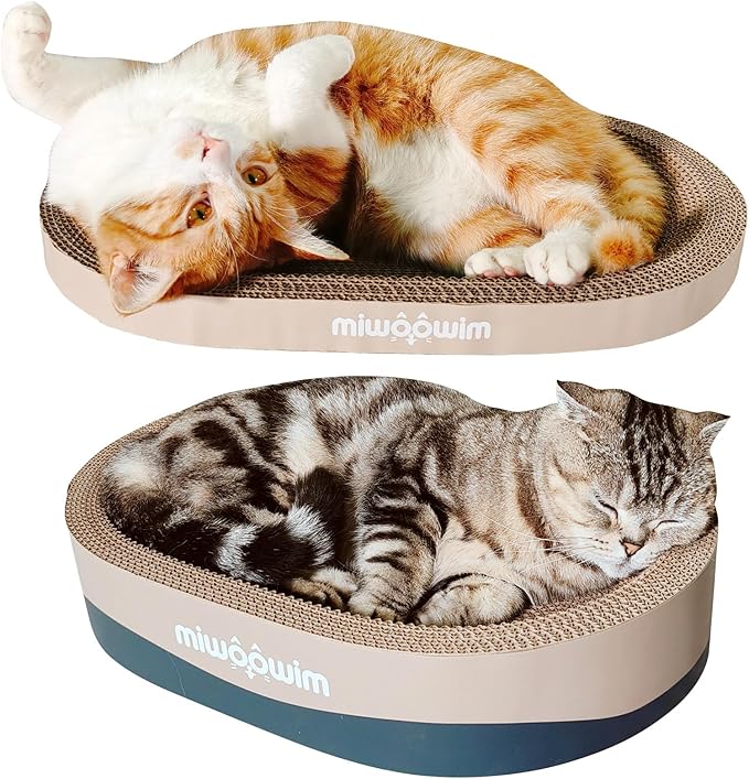 3PSC Cat Scratcher Cardboard, Oval Cat Scratch Pad Bowl Nest - Image 4