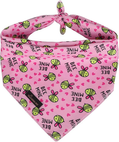 ARING PET Bee Dog Bandanas, Spring Yellow Pink Bees Pet Bandana Scarf Triangle by ARINGPET
