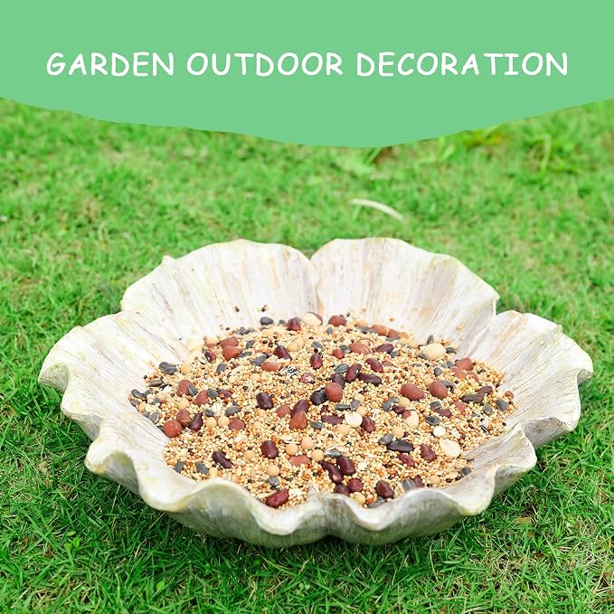 MUMTOP Bird Baths for Outdoors, Antique Outdoor Garden Bird Bath Resin Flower - Image 7
