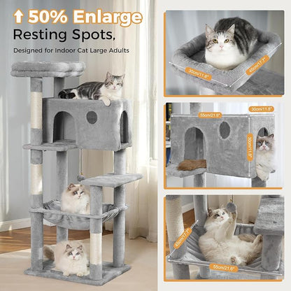 54" Cat Tree with Big Hammock 21x17” XL Cat Tower with Scratching Posts - Image 3