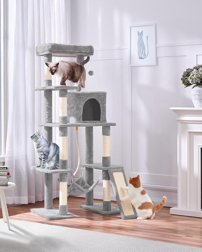 Yaheetech Cat Tree Cat Tower, 63in Multi-Level Kitten Tree - Image 7