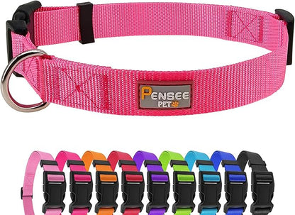 Dog Collar Hot Pink Basic Dog Collars by Penseepet