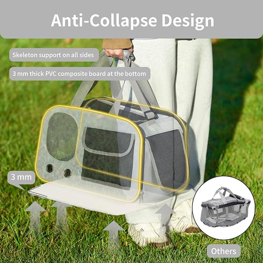 Cat, Dog Carrier for Pets up to 15 lbs, Soft-Sided Collapsible Pet Carrier - Image 2