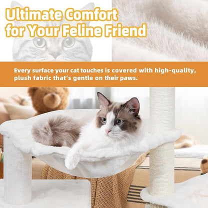 ROYPET Cat Tree with Cat Condo and Two Hammocks, Cat Tower with Scratching - Image 6