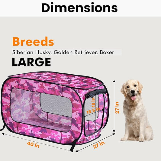 Beatrice Home Fashions Portable, Collapsible, Pop Up Kennel Travel Cat and Dog - Image 2