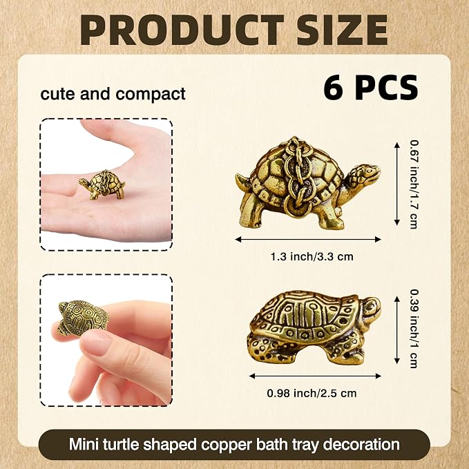6 Pcs Copper Bath Disks Ornaments Mini Turtle Shape, Retro Copper Birdbath - Image 7