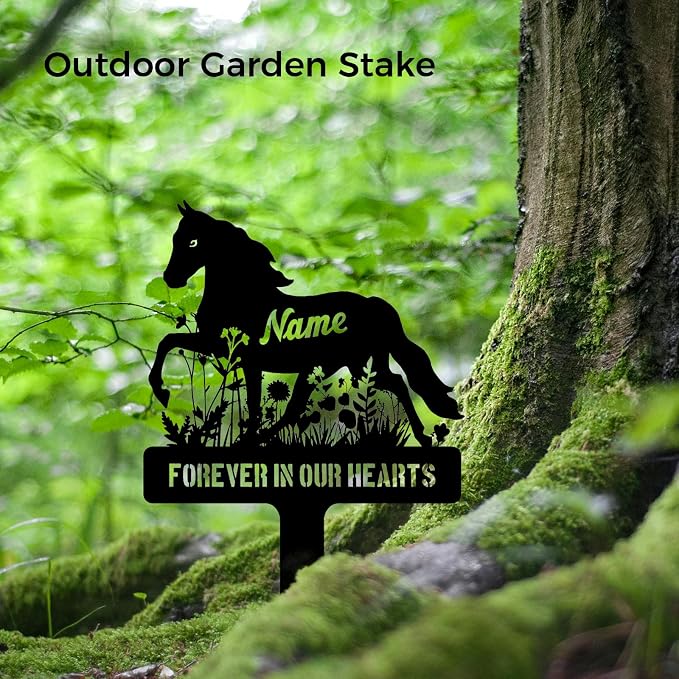 Personalized Horse Grave Marker Custom Memorial Stake, Metal Graveside Sign - Image 2