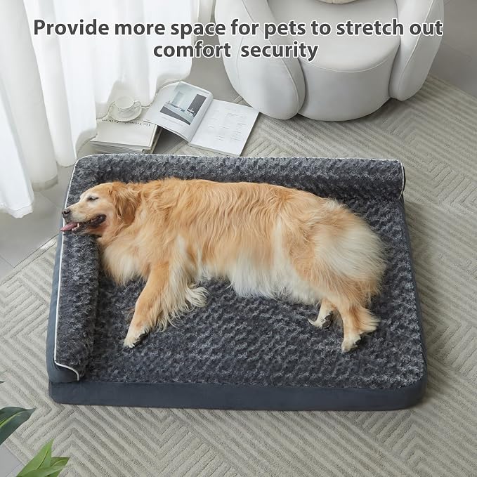 BFPETHOME Extra Large Orthopedic Dog Bed, L-Shaped Pet Bed - Image 8