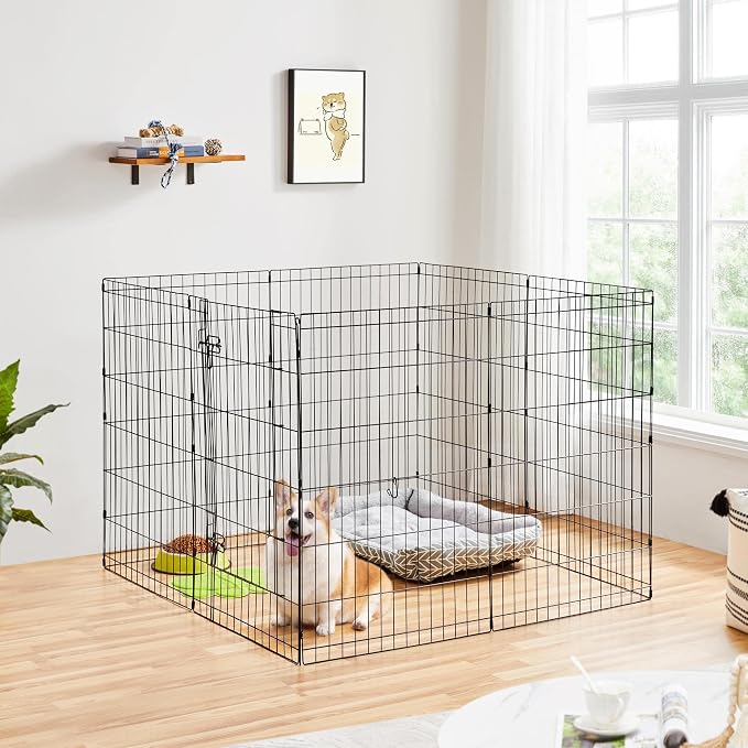Yaheetech 34" High 8 Panel Foldable Metal Dog Exercise Pen Pet Playpen Dog - Image 2