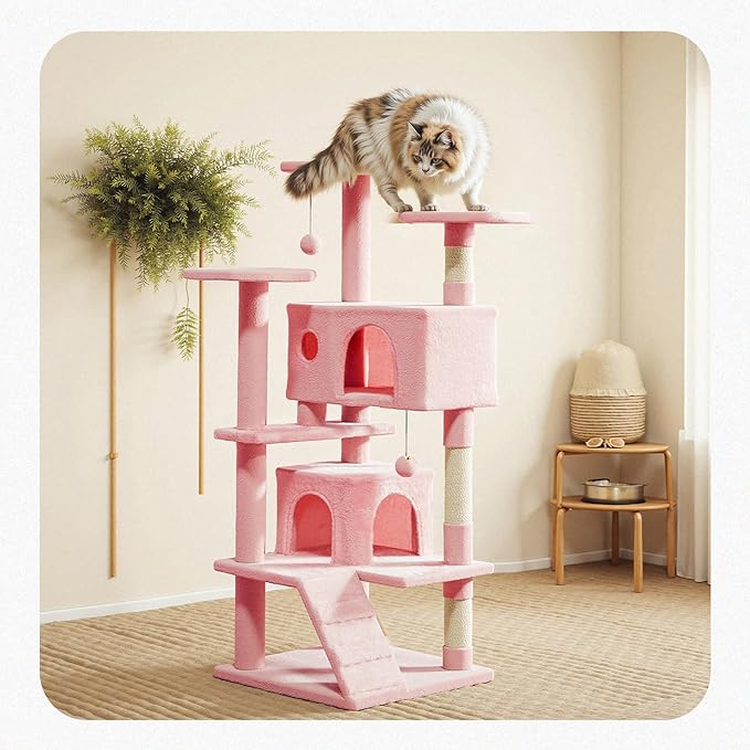 Cat Tree 54 Inch, Sisal Scratching Posts and Climbing Ladder, Pet Play Toy - Image 2