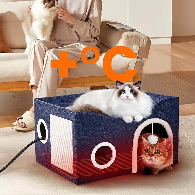 Indoor Heated Cat House, Adjustable Temperature Cat Heating Bed - Image 8