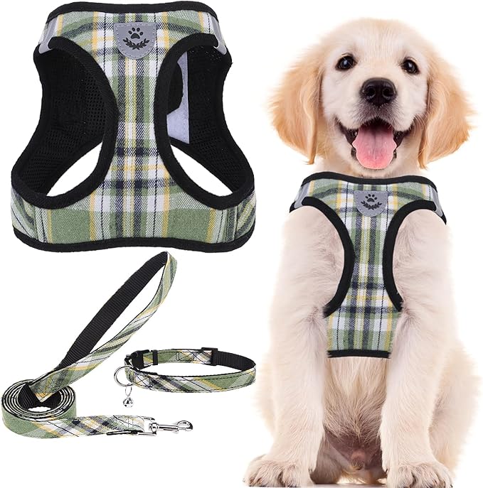 PUPTECK Adjustable Dog Harness Collar and Leash Set Step in No Pull Pet Harness by PUPTECK