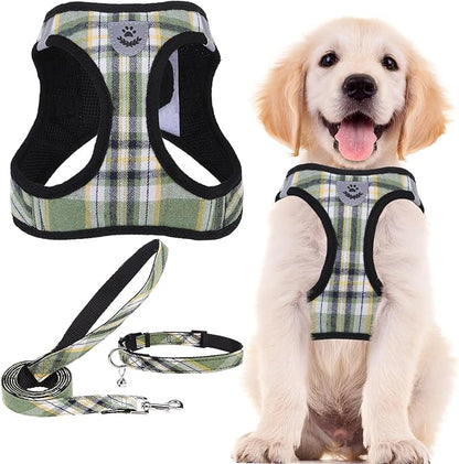 PUPTECK Adjustable Dog Harness Collar and Leash Set Step in No Pull Pet Harness by PUPTECK