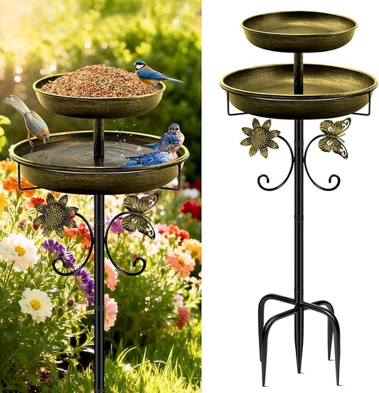 Daoeny Bird Bath for Outside, 42In Vintage Freestanding Birdbaths for Outdoors by Daoeny