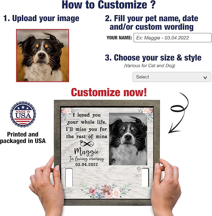Customized Pet Keepsake Frame Dead Pet Xmas Memorial Dog Remembrance Frame - Image 2