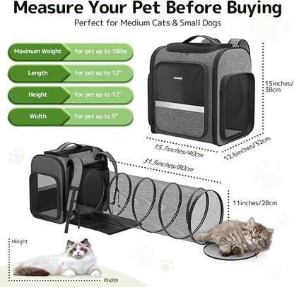 Cat Backpack with Detachable Play Tunnel, 2 in 1 Cat Tunnel Backpack Suitable - Image 4