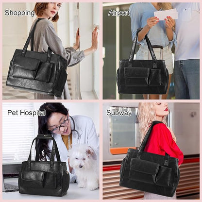 Dog Carrier Purse, Fashion Leather Pet Carrier Bag, Airline Approved Soft Sided - Image 6