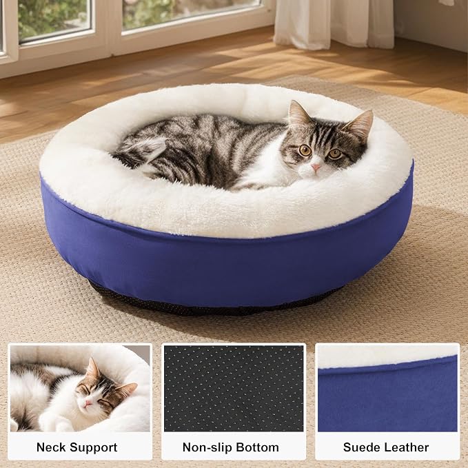 Love's cabin Round Donut Cat and Dog Cushion Bed, 20in Pet Bed - Image 2