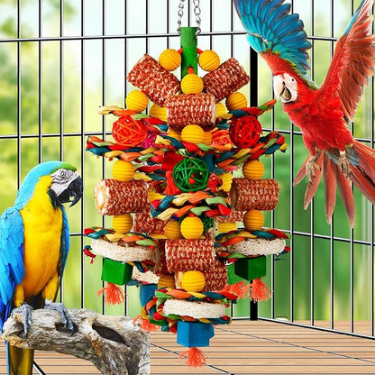 Bird Toys, Parrot Toys for Large Birds, Natural Corn cob and Loofah Slices Bird - Image 6