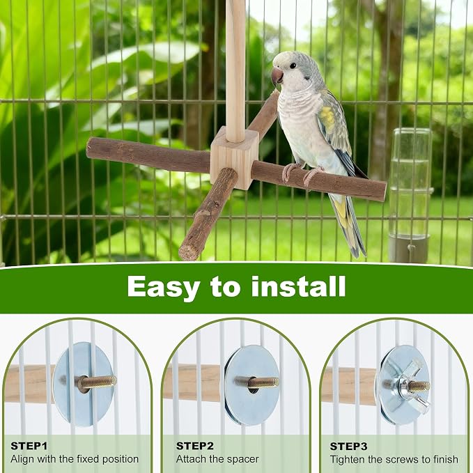 Rotating Bird Perches, Natural Wooden Perch - Image 5