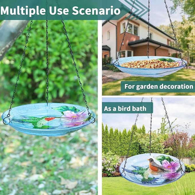 VCUTEKA Glass Hanging Bird Bath - Image 6