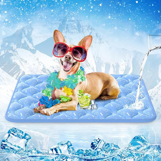 Rywell Dog Cooling Mat 2.0, Ocean Blue, Long-Lasting Cool by Rywell