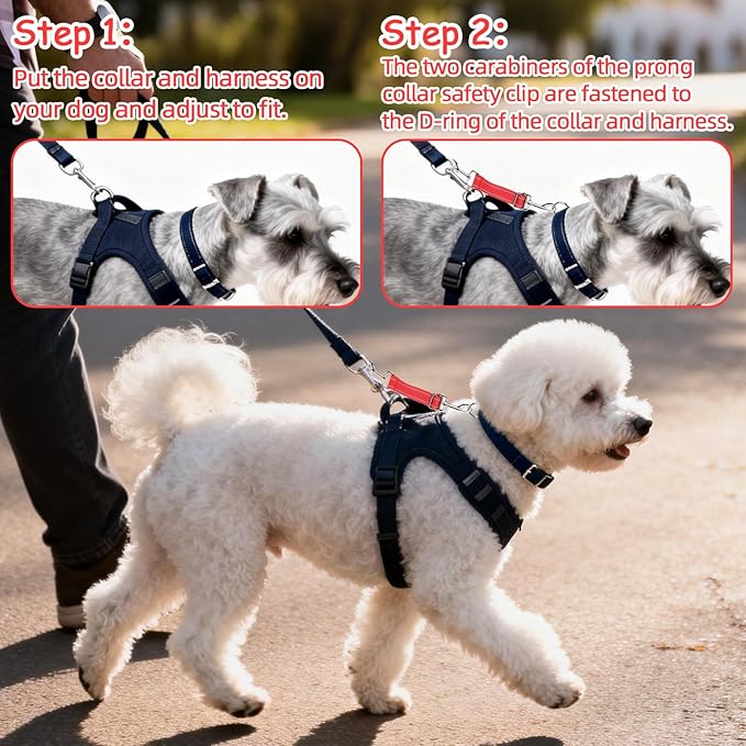 YUEPET Dog Safety Collar Clips 2 Pack Adjustable Prong Collar Backup Clips - Image 6