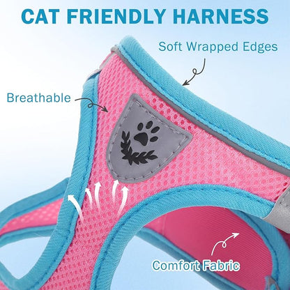 SCENEREAL Cat Harness and Leash Set Escape Proof, Adjustable Soft Air Mesh - Image 2