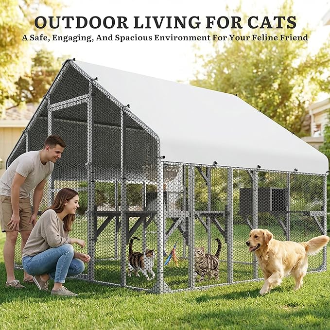 DWVO 94 Inch Catio Outdoor Cat Enclosure, Large Outdoor Cat House - Image 2