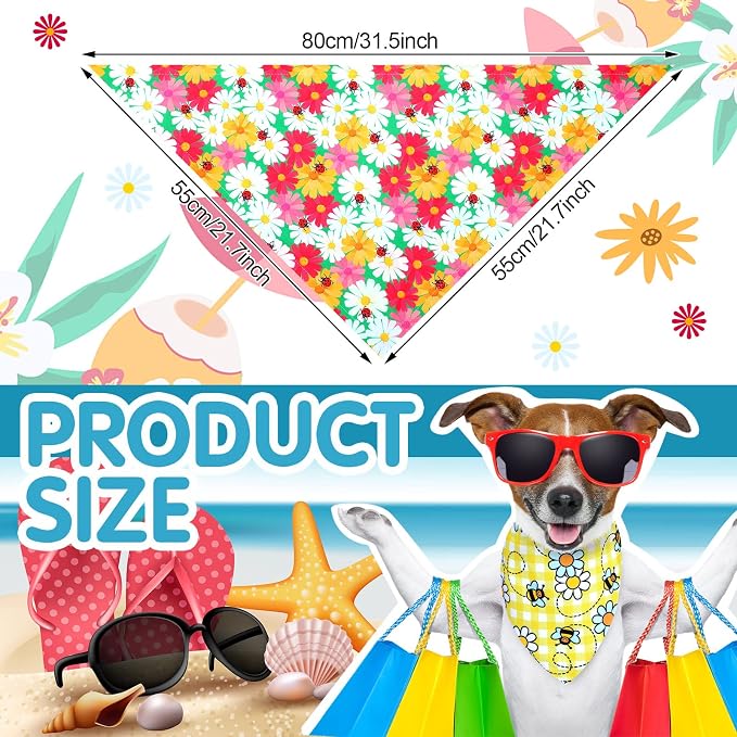 Eccliy 30 Pack Summer Flower Dog Bandanas Bulk Soft Triangle Dog Scarfs - Image 2
