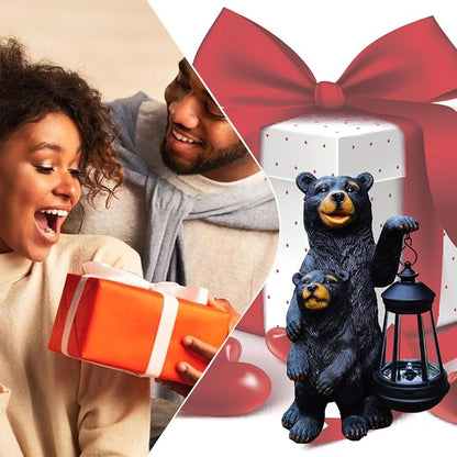 Black Bear Solar Lantern Garden Statues，Loving Bear Figurine Lights - Image 7