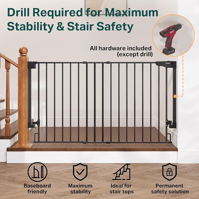 Cumbor 35.1–55" No Bottom Bar Baby Gate - Image 4
