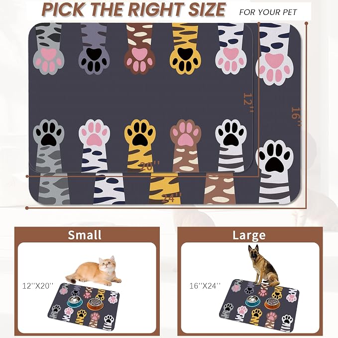 Cute Cat Paw Print Dog Food Mat - Image 2
