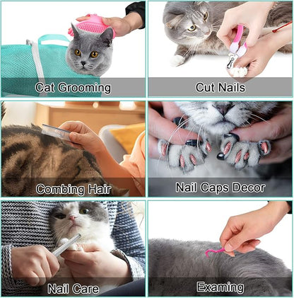 JULMELON Cat Washing Bag 10 PCS Set, Adjustable Cat Shower Net Bag and Pet - Image 4