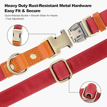 Plutus Pet Genuine Leather & Hemp Dog Collar – Adjustable Heavy Duty Pet Collar - Image 5