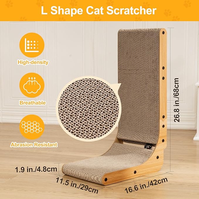 Poils bebe L Shape Cat Scratcher, 26.8 Inch Cat Scratchers - Image 4