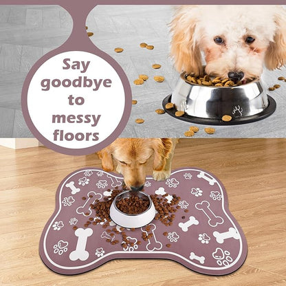 Dog Cat Mat for Food and Water, Rapid Absorbent Pet Feeding Mat, Bone Shaped - Image 4