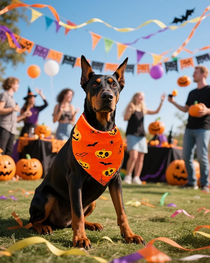 PET SHOW 50 Pack Halloween Big Dog Bandanas Bulk XL Washable Triangle Bibs - Image 7