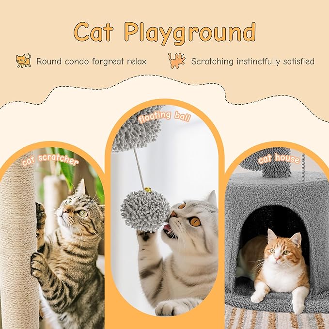 DUMOS 33-inch Cat Tree Tower for Indoor Cats, Small Cat Scratching Post - Image 3