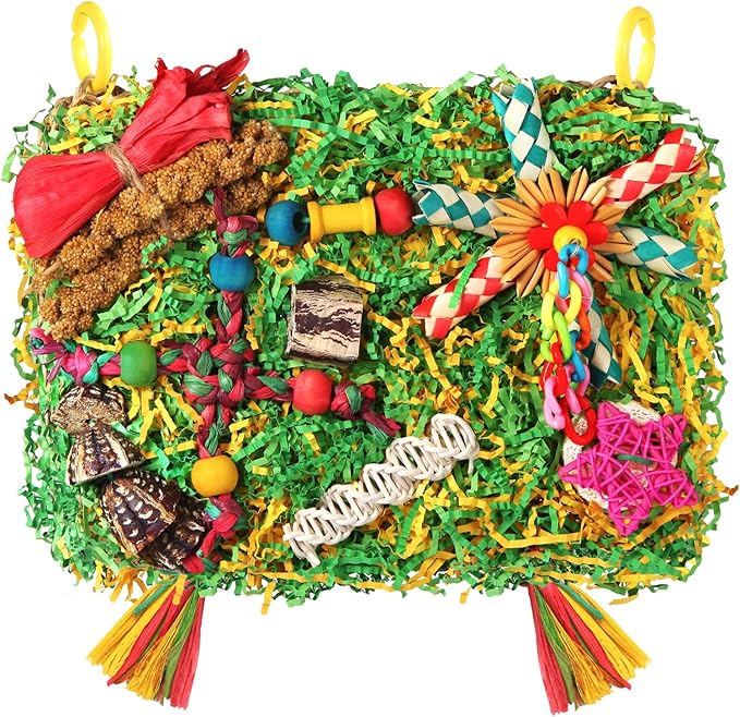 Bird Toys Parakeet Toys, Large-Sized Parrot Foraging & Shredding Cage Hanging by YIXUND