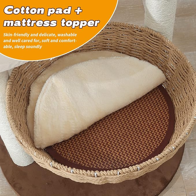 Modern Cat Tree Tower for Large Cats, Real Natural Sisal Luxury Cat Condo - Image 3