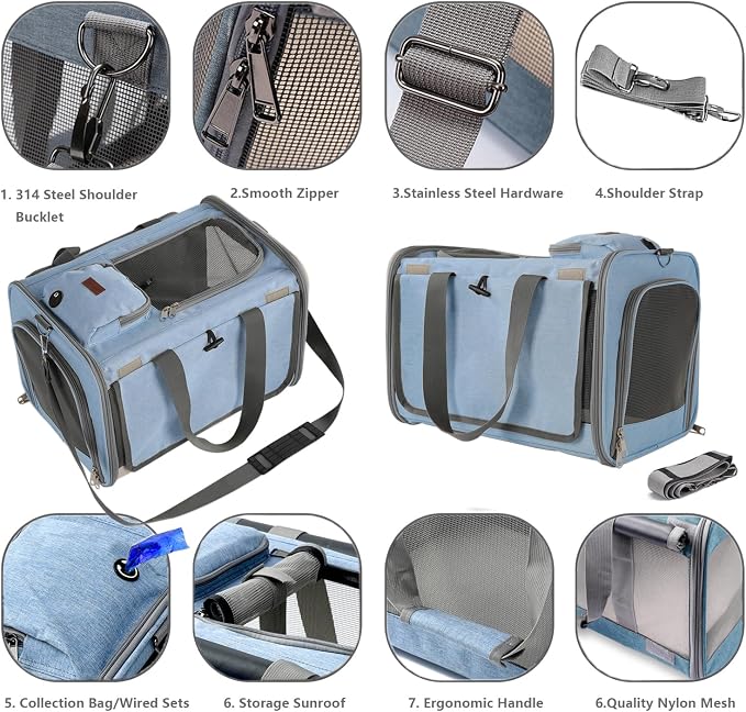 Soft Cats Carrier for Small Dogs Carriers Airline Approved Puppy Travel Bag - Image 3
