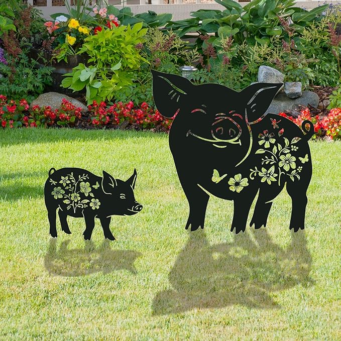 Pig Metal Garden Stakes Yard Decor, Lawn Ornaments, Outdoor Yard Art - Image 5