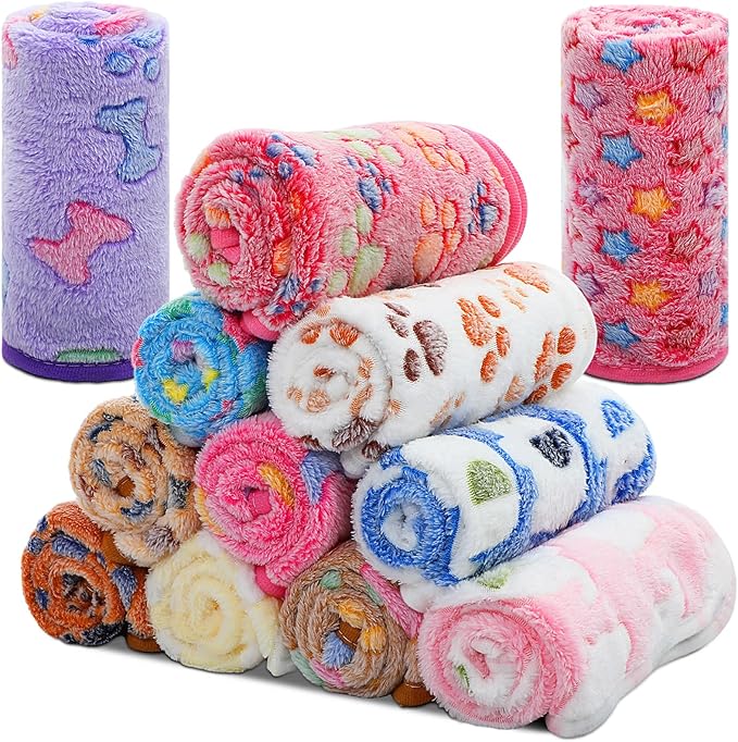Tatuo 12 Pieces Puppy Blanket Warm Dog Cat Sleep Mat Pet Kitten Doggy Fleece by Tatuo