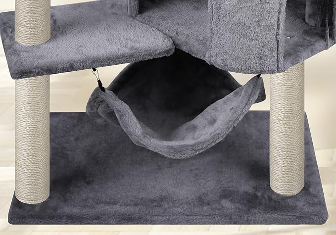 YUNIQUE Cat Tree with Cat Condo and Big Hammock - Image 6