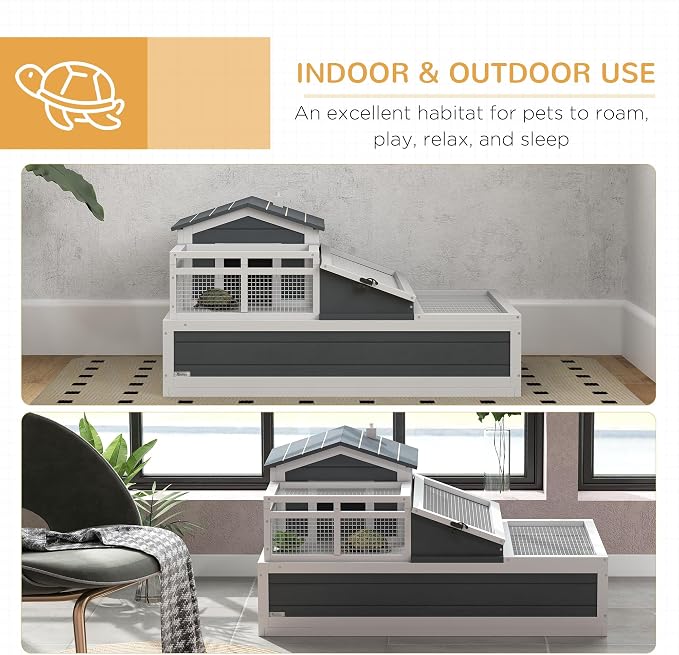PawHut 3- Room Tortoise House Habitat - Image 8