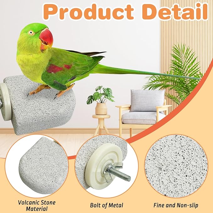 PINVNBY 8 PCS Bird Perch Bird Beak Grinding Stone Calcium Mineral Parrot Perch - Image 3