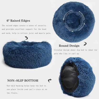 Calming Donut Dogs Beds for Small Dogs Washable, 19inch Fluffy Round Puppy Bed - Image 4