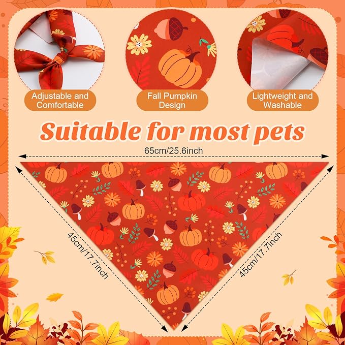 Chunful 100 Pieces Thanksgiving Dog Bandanas Bulk Fall Autumn Pet Bandanas - Image 3