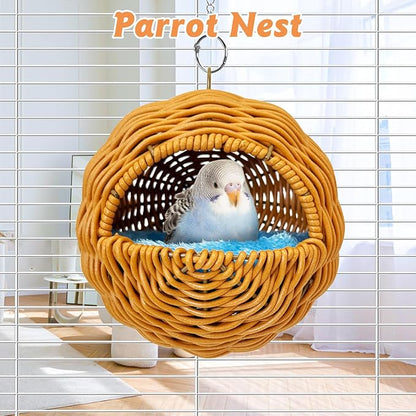 BNOSDM Rattan Bird Nest Parrot Nesting House Parakeet Hanging Swing Soft - Image 5